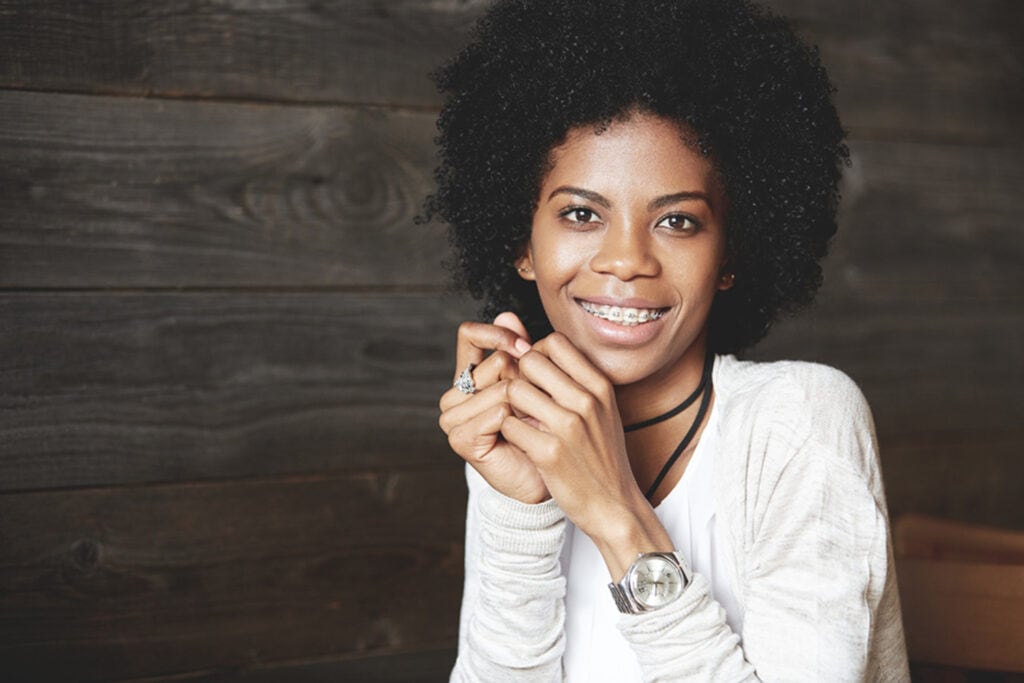 Young woman with braces