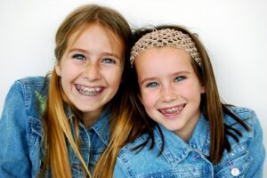 Two girls with braces